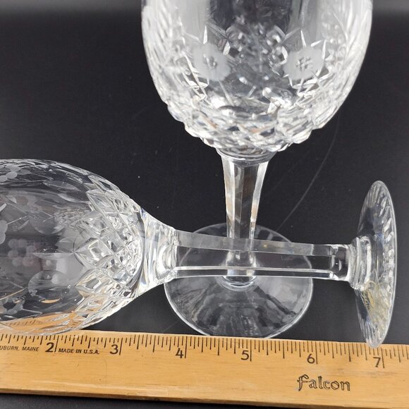 2) Fine Etched Floral Cut Crystal Wine Cocktail Glasses 6 3/4" Yugoslavia 6oz - Picture 12 of 12